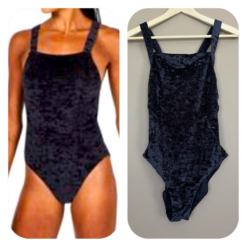 {Sweaty Betty} Retreat Velvet One Piece Swimsuit in Black - Womens Medium - NWT